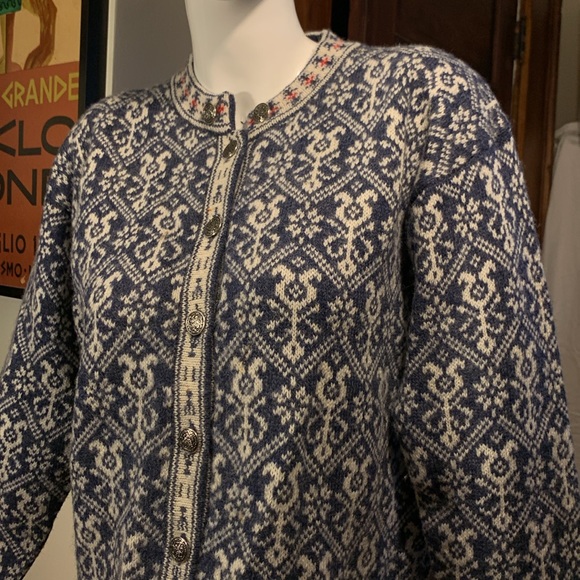 SQUAW VALLEY VINTAGE NORDIC WOOL ALPINE WINTER SKI SWEATER CARDIGAN - Picture 1 of 14